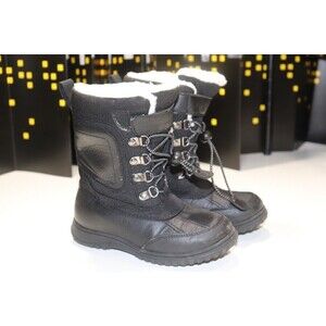 Eddie Bauer Black Insulated Winter Boots Adjustable Strap Kids Size 13M